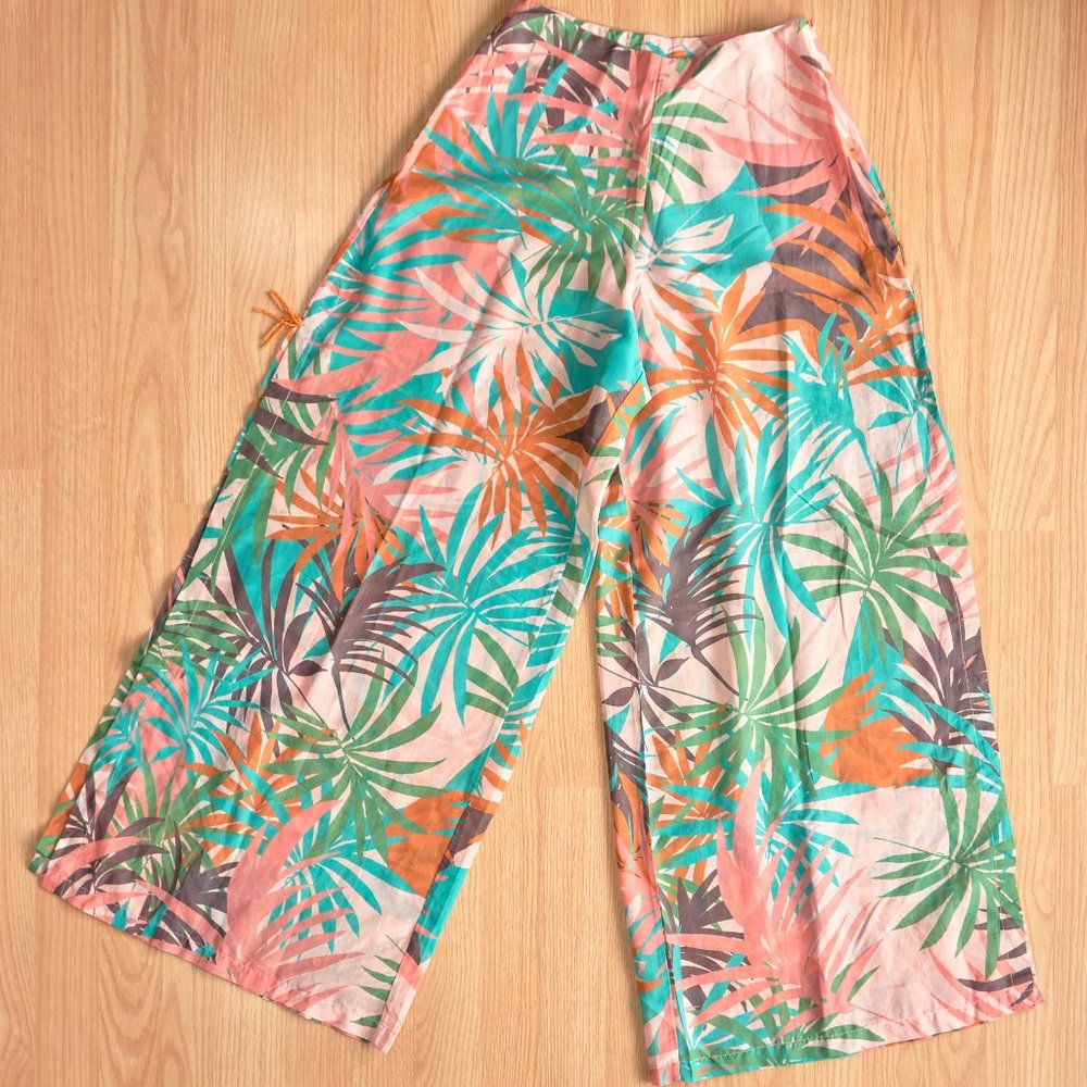 Joyce & Girls Silk Cotton Women's Palazzo Pants, High Waist, Size XS